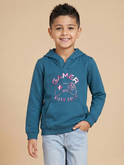 Allen Solly - Boys Blue Typography Regular Fit Sweatshirt