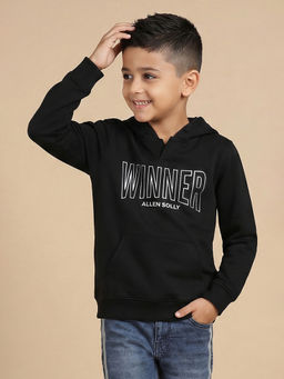 Allen Solly - Boys Black Typography Regular Fit Sweatshirt