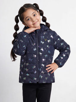Allen Solly - Girls Navy Print Regular Fit Jacket