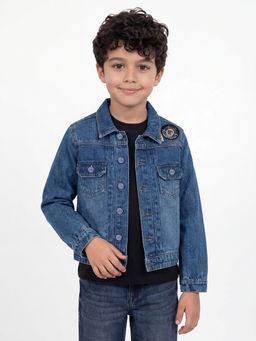 Allen Solly - Boys Navy Blue Regular Fit Denim Jacket