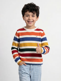 Allen Solly - Boys Multi Stripe Regular Fit Sweater