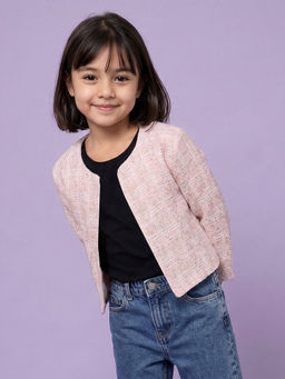 Allen Solly - Girls Pink Check Regular Fit Jacket