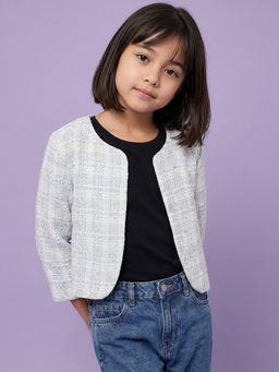 Allen Solly - Girls Grey Check Regular Fit Jacket