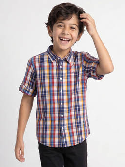 Allen Solly - Boys Multi-Color Slim Fit Check Casual Shirt