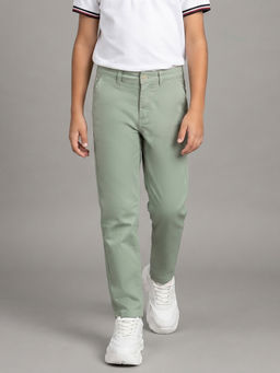 Allen Solly - Boys Green Slim Fit Solid Trouser