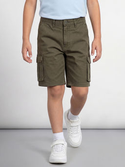 Allen Solly - Boys Green Regular Fit Solid Shorts