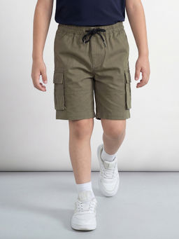 Allen Solly - Boys Olive Regular Fit Solid Shorts