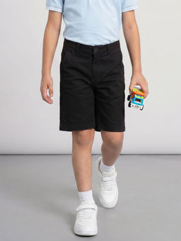 Allen Solly - Boys Black Regular Fit Solid Shorts
