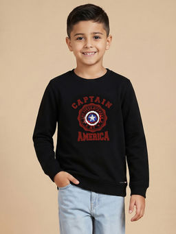 Allen Solly - Boys Black Embellished Regular Fit Sweatshirt