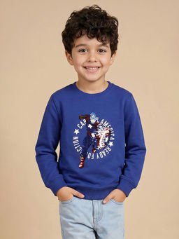 Allen Solly - Boys Blue Embellished Regular Fit Sweatshirt