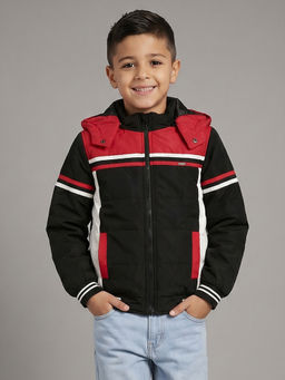 Allen Solly - Boys Black Colorblock Regular Fit Jacket