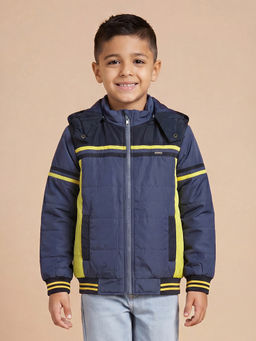 Allen Solly - Boys Navy Blue Colorblock Regular Fit Jacket