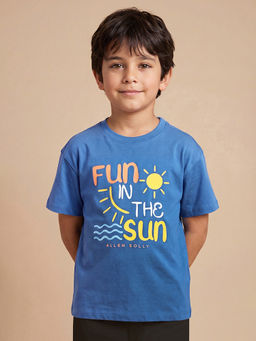 Allen Solly - Boys Blue Regular Fit Graphic Print Crew Neck T-Shirt