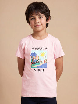Allen Solly - Boys Pink Regular Fit Graphic Print Crew Neck T-Shirt