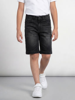 Allen Solly - Boys Black Cotton Blend Solid Shorts