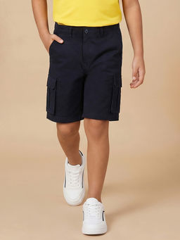 Allen Solly - Boys Navy Blue Cotton Blend Solid Shorts