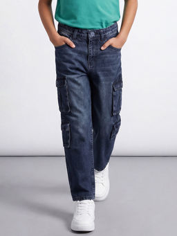 Allen Solly - Boys Navy Blue Solid Regular Fit Jeans