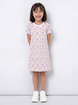 Allen Solly - Girls White Floral Regular Fit Casual Dress