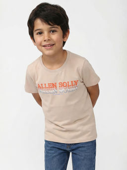 Allen Solly - Beige Solid Regular Fit T-Shirt
