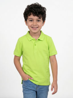 Allen Solly - Green Solid Regular Fit Polo T-Shirt