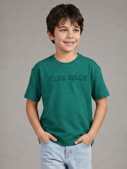 Allen Solly - Green Solid Regular Fit T-Shirt