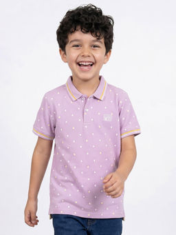 Allen Solly - Purple Printed Regular Fit Polo T-Shirt