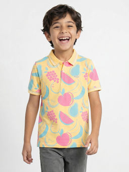 Allen Solly - Boys Yellow Printed Polo T- Shirt