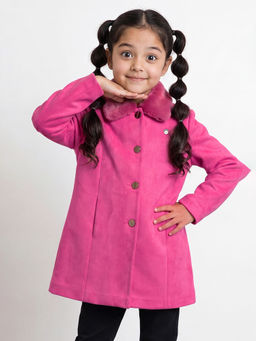Allen Solly - Girls Pink Solid Wintercoat