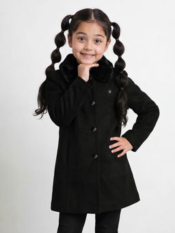 Allen Solly - Girls Black Solid Wintercoat