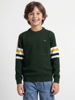 Allen Solly - Boys Green Solid Sweater