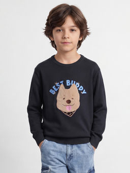 Allen Solly - Boys Black Embroidered Sweater