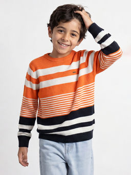 Allen Solly - Boys Orange Stripe Sweater