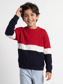 Allen Solly - Boys Red Patterned Sweater
