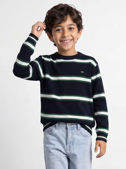Allen Solly - Boys Navy Blue Stripe Sweater