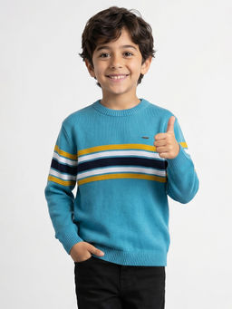 Allen Solly - Boys Blue Stripe Sweater