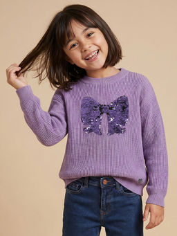 Allen Solly - Girls Lavender Embellished Sweater