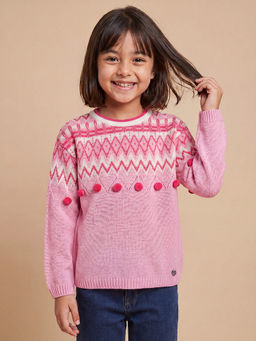 Allen Solly - Girls Pink Woven Sweater