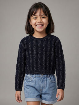 Allen Solly - Girls Black Woven Sweater