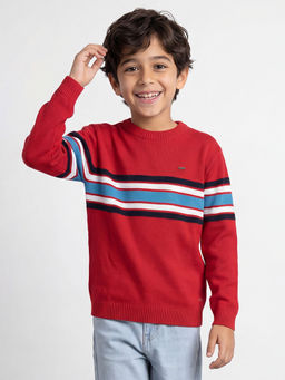 Allen Solly - Boys Red Stripe Sweater