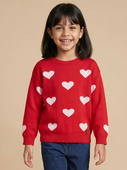 Allen Solly - Girls Red Print Sweater