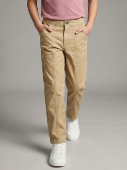 Allen Solly - Boys Beige Solid Trousers