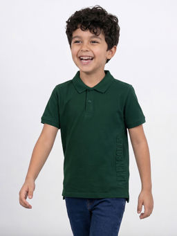 Allen Solly - Boys Green Solid Polo Neck T-shirt