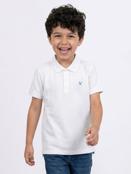 Allen Solly - Boys White Solid Polo Neck T-shirt