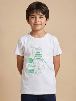 Allen Solly - Boys White Graphic Printed Crew Neck T-shirt