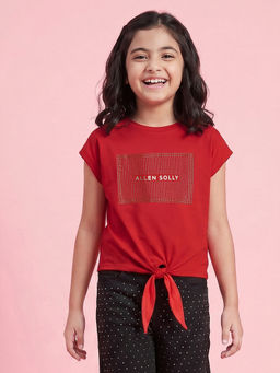 Allen Solly - Girls Red Embellished Casual T-shirt