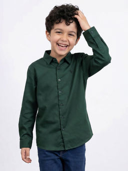 Allen Solly - Boys Green Solid Casual Shirt
