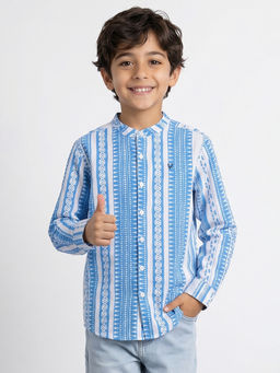 Allen Solly - Boys Blue Printed Casual Shirt