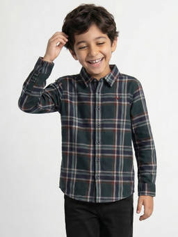 Allen Solly - Boys Green Polyester Blend Collar Neck Shirt