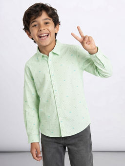 Allen Solly - Boys Green Cotton Collar Neck Shirt