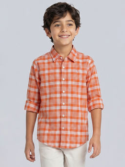 Allen Solly - Boys Orange Cotton Collar Neck Shirt